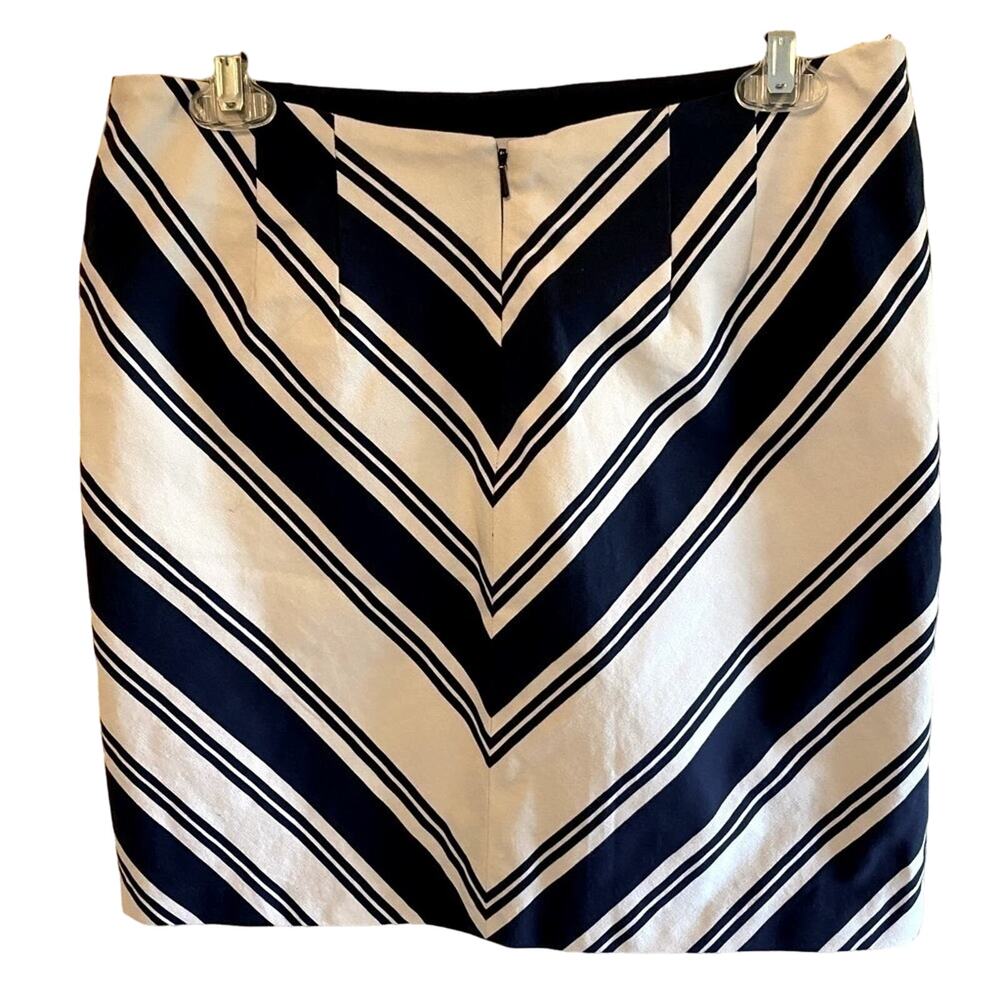 Talbots Blue/White Striped Canvas A-Line Zip Up Back Skirt Size 4 - Picture 2 of 5